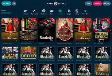 Games selection at Platin Casino